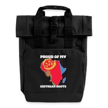 Stolz Auf Meine Eritreischen Wurzeln - Rolltop Rucksack mit zwei Griffen - Schwarz - Vorne