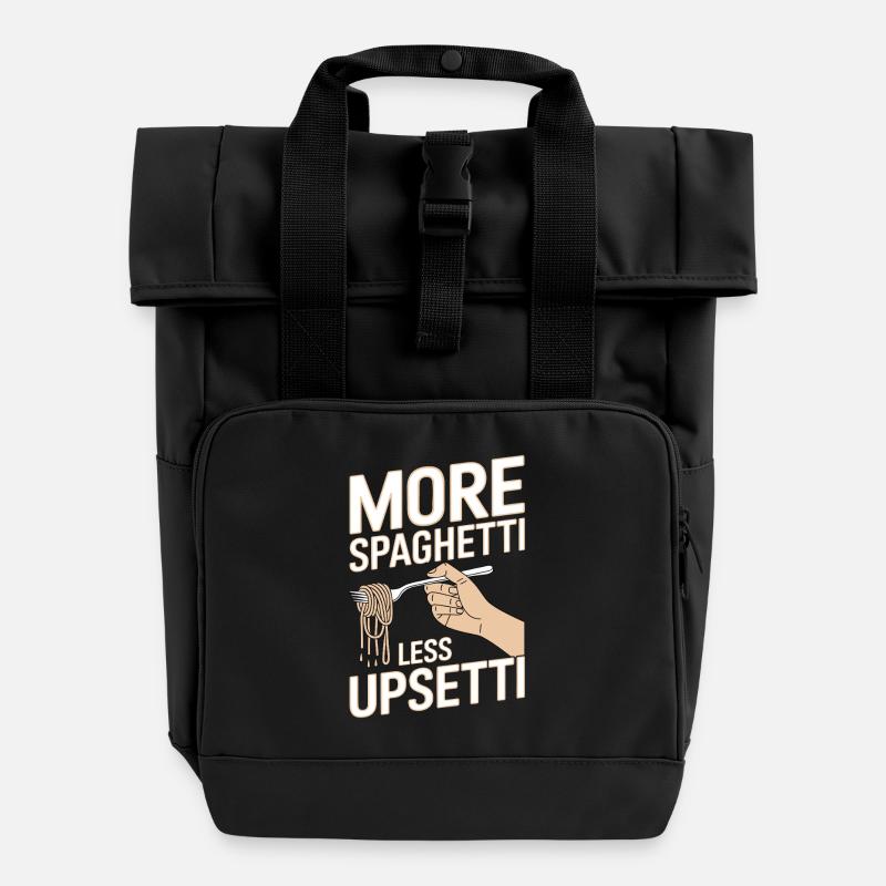 More Spaghetti Less Upsetti - Rolltop Rucksack mit zwei Griffen - Schwarz