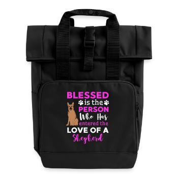 Hirten Hund Spruch Deutscher Schäferhund - Rolltop Rucksack mit zwei Griffen - Schwarz - Vorne