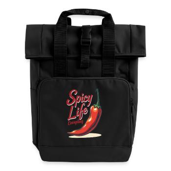 Spicy Life – Chili Vibes für jeden Tag - Rolltop Rucksack mit zwei Griffen - Schwarz - Vorne