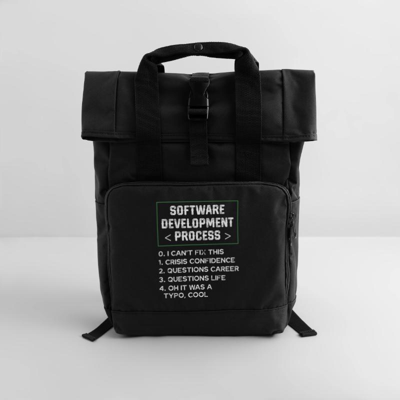 Software Development Process Humor Programmer Roll Top Backpack with Two Handles