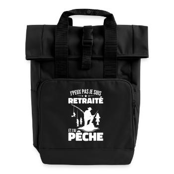 J'peux pas je suis retraité et j'ai pêche - Sac à dos Roll Top à deux anses - noir - Devant
