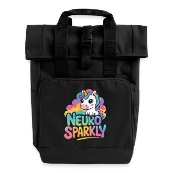 Neuro Sparkly - Roll Top Backpack with Two Handles - black - Front