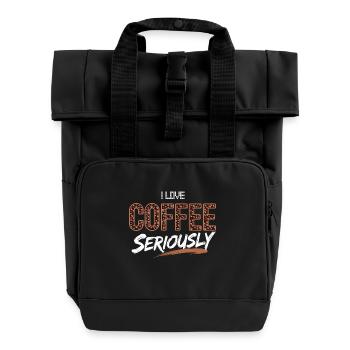 I Love Coffee Shirt - Rolltop Rucksack mit zwei Griffen - Schwarz - Vorne