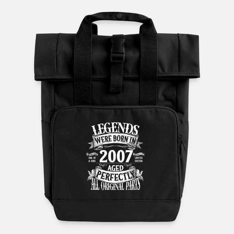 Des légendes sont nées en 2007" - Vintage Vieilli - Sac à dos Roll Top à deux anses - noir
