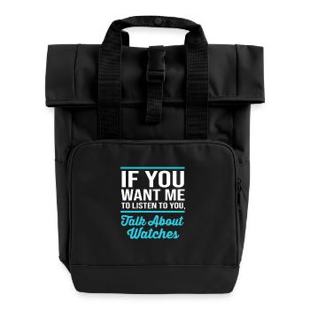 Uhr Uhrwerk - Rolltop Rucksack mit zwei Griffen - Schwarz - Vorne