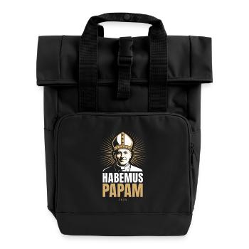 Habemus Papam 2025 Portrait du pape Élection du pape Vatican - Sac à dos Roll Top à deux anses - noir - Devant
