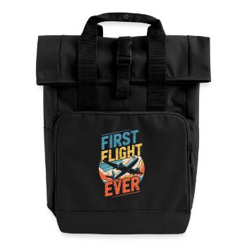 First time flying Travel Memory Sky - Roll Top Backpack with Two Handles - black - Front