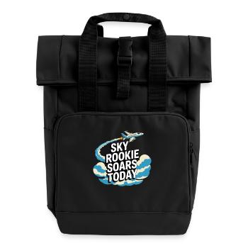 First time flying Travel Memory Sky - Roll Top Backpack with Two Handles - black - Front