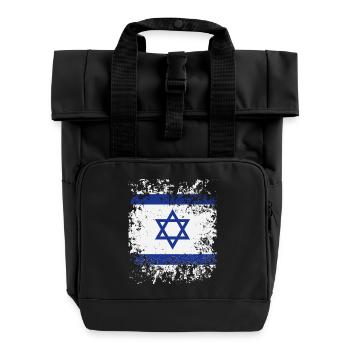 Israeli Pride, Israel Flag - Roll Top Backpack with Two Handles - black - Front