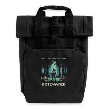 Real Life Survival Mode Activated Spruch - Rolltop Rucksack mit zwei Griffen - Schwarz - Vorne