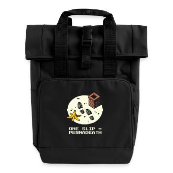 Schornsteinfeger Dach Absturz Permadeath Pixel - Rolltop Rucksack mit zwei Griffen - Schwarz - Vorne