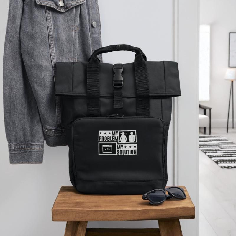 Online Coder My Problem My Pictogram Dad Developer Rolltop Rucksack mit zwei Griffen