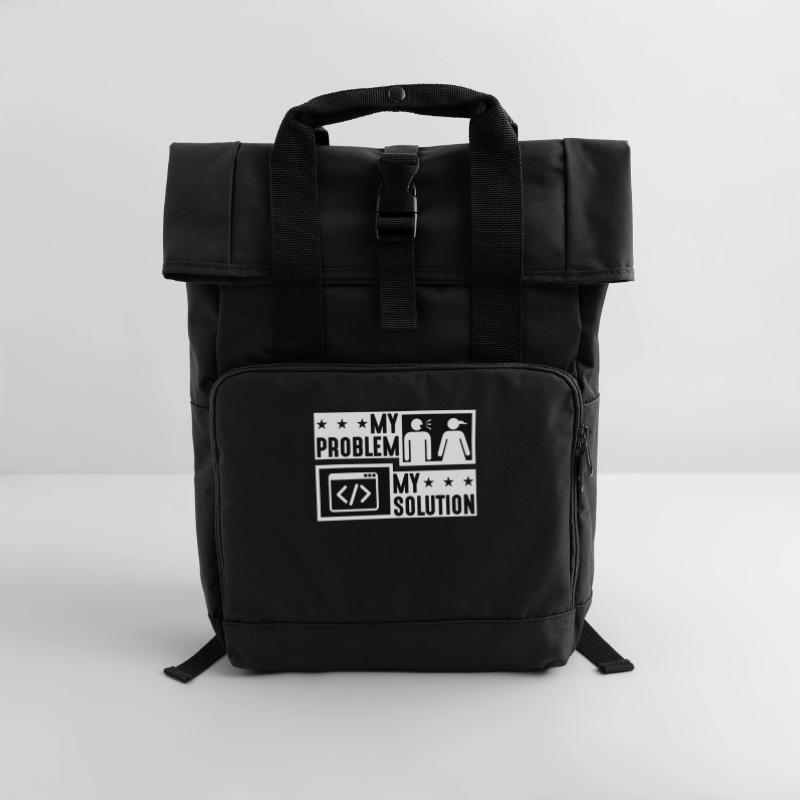 Online Coder My Problem My Solution Pictogram Mom Rolltop Rucksack mit zwei Griffen