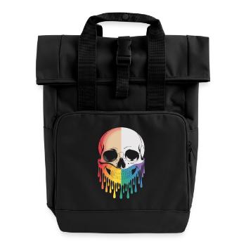 Skull mit Regenbogen-Lächeln - Rolltop Rucksack mit zwei Griffen - Schwarz - Vorne