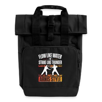 Escrima Arnis Kampfsport - Rolltop Rucksack mit zwei Griffen - Schwarz - Vorne
