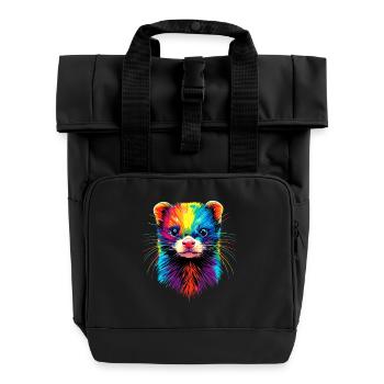 Furet Furet Putois Martre Belette Mignon Furet - Sac à dos Roll Top à deux anses - noir - Devant