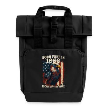 Geboren 1956 frei – 69 Jahre alt frei wegen - Rolltop Rucksack mit zwei Griffen - Schwarz - Vorne
