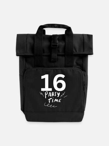 16 - Rolltop Rucksack mit zwei Griffen - Schwarz