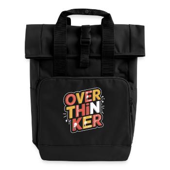 Creative overthinker design with light bulbs and - Roll Top Backpack with Two Handles - black - Front