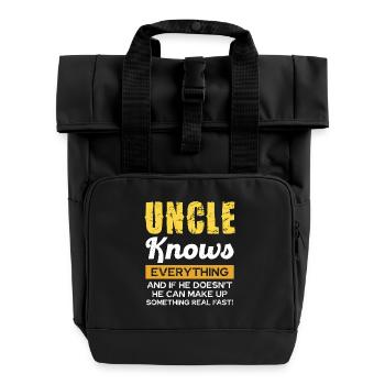 Uncle knows everything and can invent it - Roll Top Backpack with Two Handles - black - Front