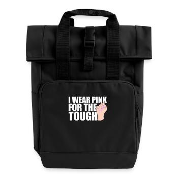 Je porte du rose pour le ruban rose contre le cancer du sein - Sac à dos Roll Top à deux anses - noir - Devant