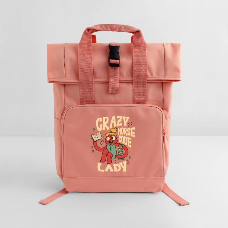 Morsecode Crazy Morse Code Lady Sac à dos Roll Top à deux anses
