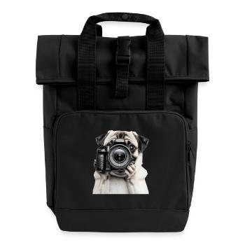 Mops - Rolltop Rucksack mit zwei Griffen - Schwarz - Vorne