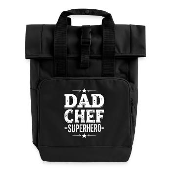 Dad Chef Superhero – Papa Koch Superheld - Roll Top Backpack with Two Handles - black - Front