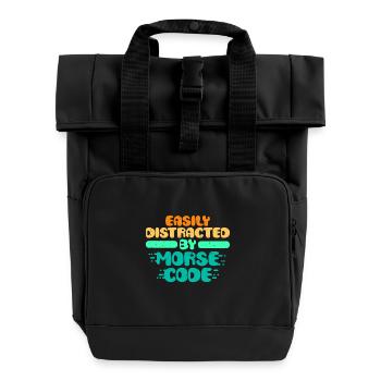 Morsecode Easily Distracted By Morse Code - Rolltop Rucksack mit zwei Griffen - Schwarz - Vorne