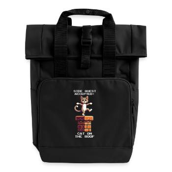 Schornsteinfeger Katze Dach Nebenquest Retro Pixel - Rolltop Rucksack mit zwei Griffen - Schwarz - Vorne