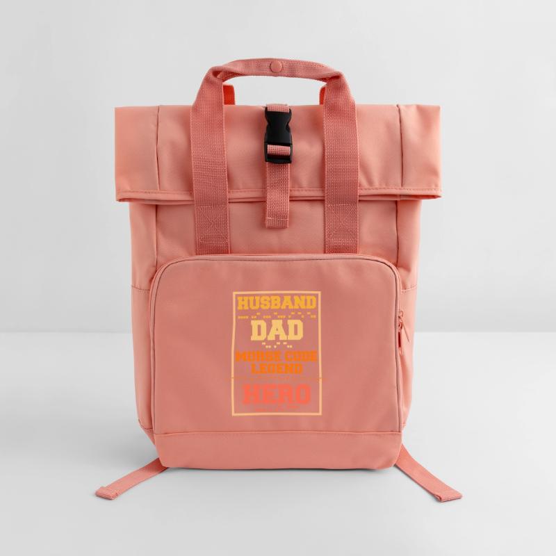 Morsecode Husband Dad Morse Code Legend Rolltop Rucksack mit zwei Griffen