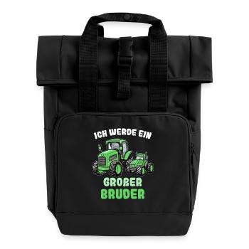 Nachwuchs Verkünden | Ich Werde Großer Bruder 2026 - Rolltop Rucksack mit zwei Griffen - Schwarz - Vorne