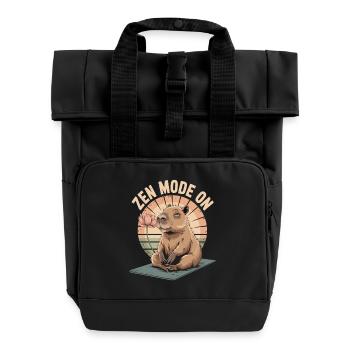 Ruhe bitte – Yoga-Zeit - Rolltop Rucksack mit zwei Griffen - Schwarz - Vorne