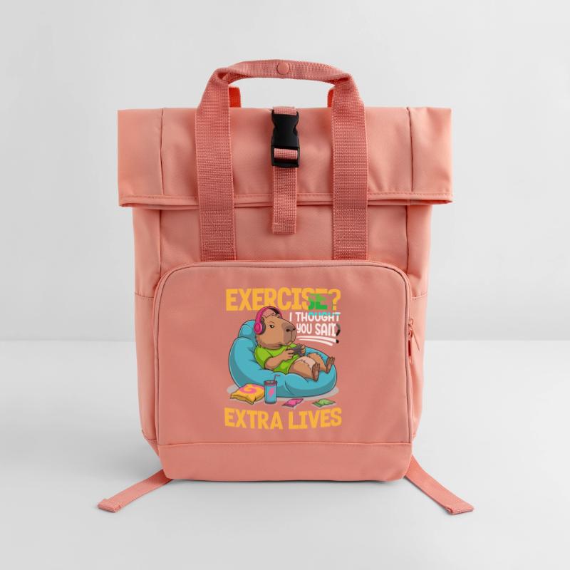 Capybara Gamer Gaming Sac à dos Roll Top à deux anses