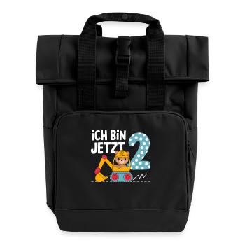J’ai maintenant 2 ans Bagger Bear 2ème anniversaire - Sac à dos Roll Top à deux anses - noir - Devant