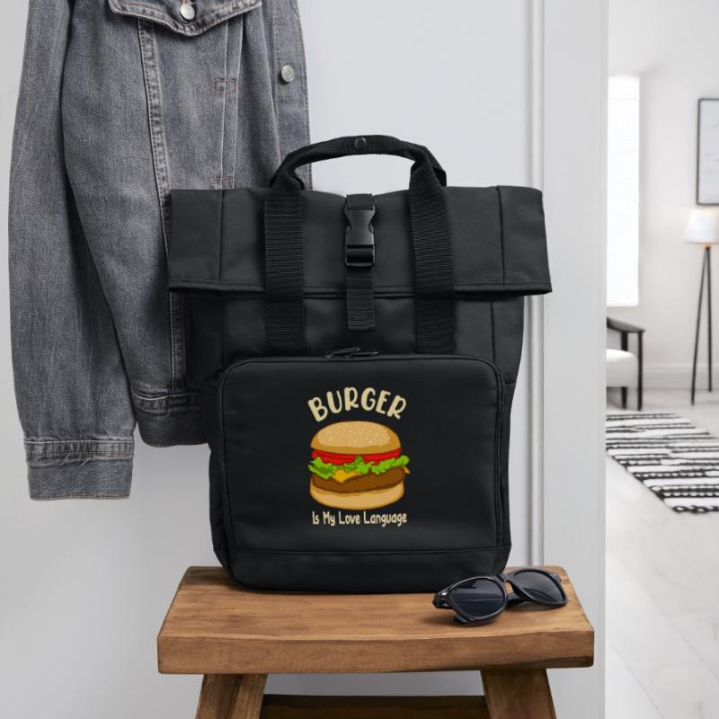 Le burger est mon langage d’amour - Food Design Sac à dos Roll Top à deux anses