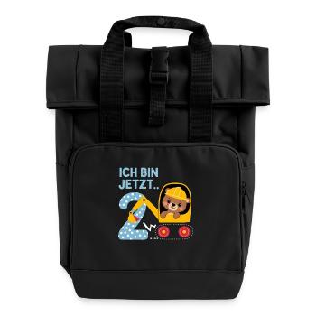 J’ai maintenant 2 ans Bagger Bear 2ème anniversaire - Sac à dos Roll Top à deux anses - noir - Devant