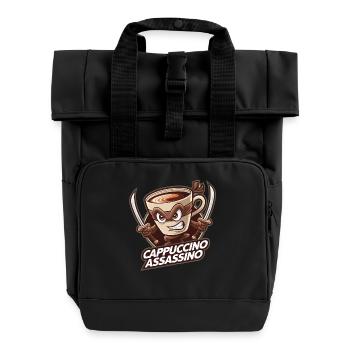 Cappuccino Assassino Ninja - Rolltop Rucksack mit zwei Griffen - Schwarz - Vorne