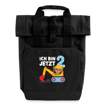 J’ai maintenant 2 ans Bagger Bear 2ème anniversaire - Sac à dos Roll Top à deux anses - noir - Devant