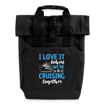 Funny Cruise Saying Design - Roll Top Backpack with Two Handles - black - Front