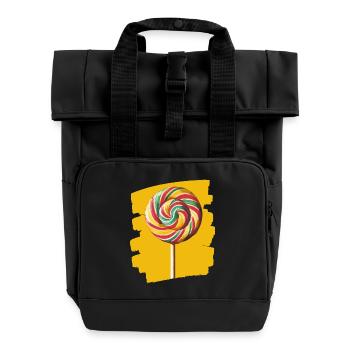 Sucette sucette bonbons bonbons - Sac à dos Roll Top à deux anses - noir - Devant