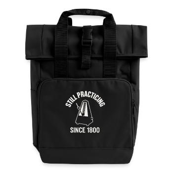 Classical Pianist Piano Life Music Recital - Roll Top Backpack with Two Handles - black - Front