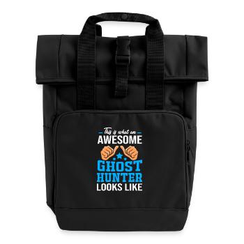 ghost witching hour ghosts paranormal - Roll Top Backpack with Two Handles - black - Front