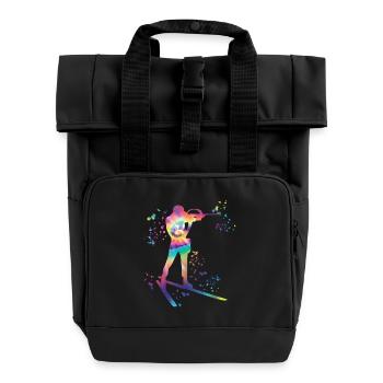 Biathlet Nordische Kombination Biathlon - Rolltop Rucksack mit zwei Griffen - Schwarz - Vorne