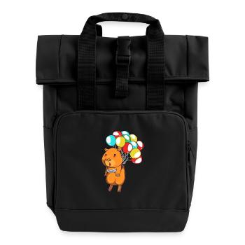 Capybara Capibara - Rolltop Rucksack mit zwei Griffen - Schwarz - Vorne