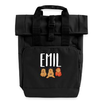 Gamer Zocker Zocken Gaming Emil - Rolltop Rucksack mit zwei Griffen - Schwarz - Vorne