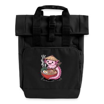 Ramen Axolotl Japanese Style - Roll Top Backpack with Two Handles - black - Front