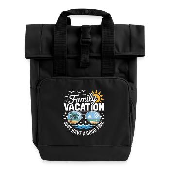 Lustiger Familien Urlaub Spruch - Rolltop Rucksack mit zwei Griffen - Schwarz - Vorne
