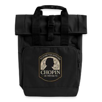 Classical Pianist Piano Life Music Recital - Roll Top Backpack with Two Handles - black - Front